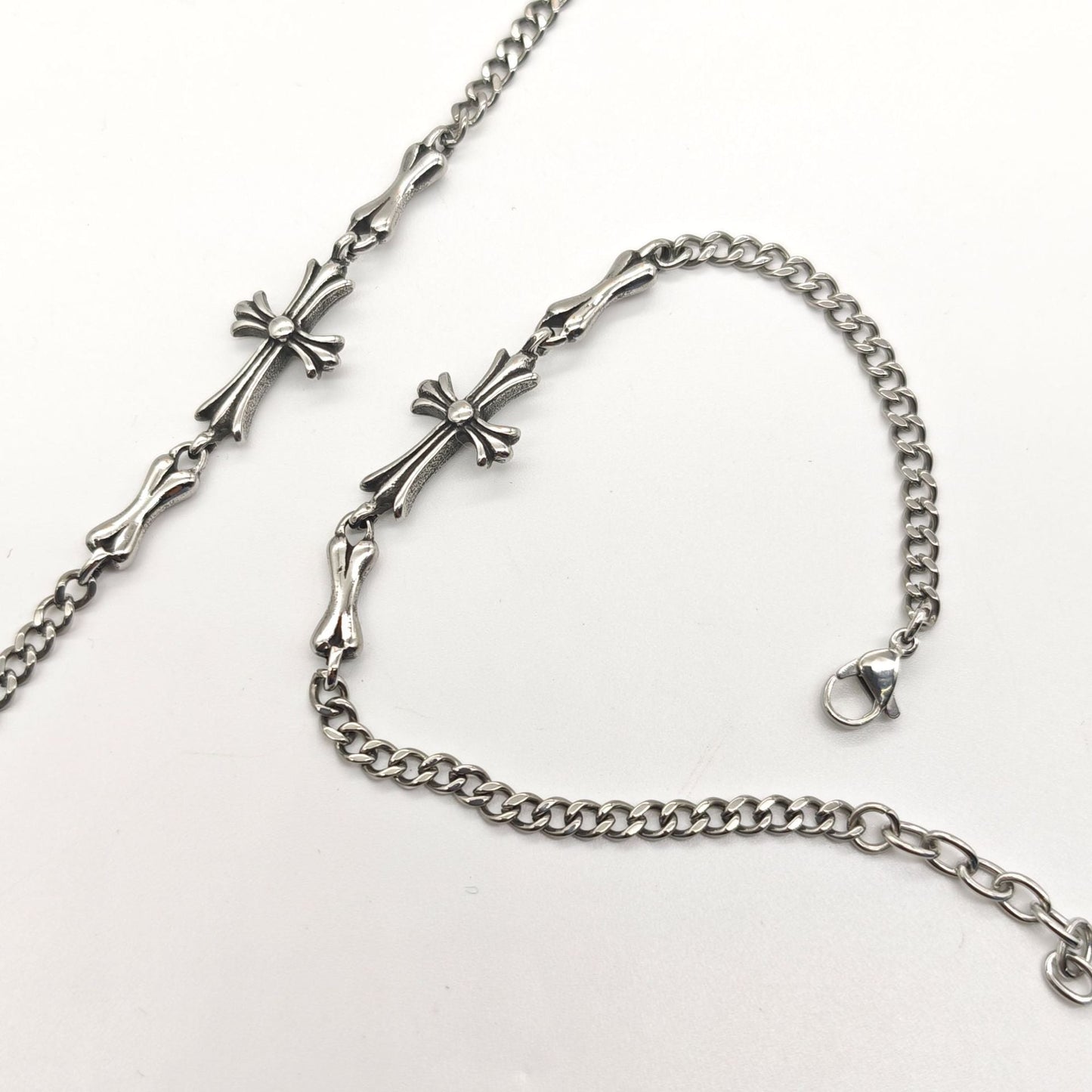 Chrome Hearts Silver Plus Cross chain bracelet 925 Sterling Silver