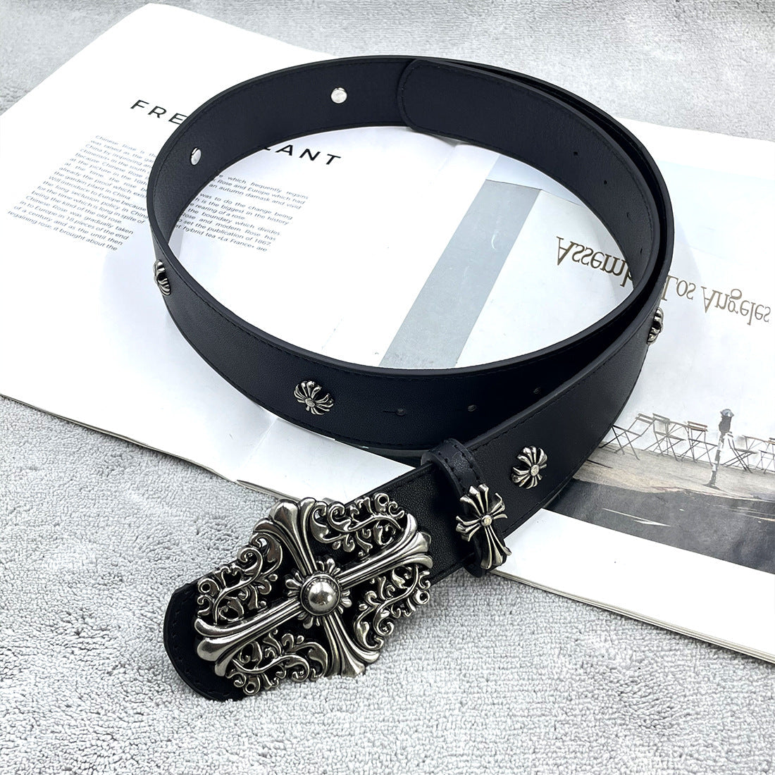 Chh Chrome Heart Belt PU Rivet Vintage Belt