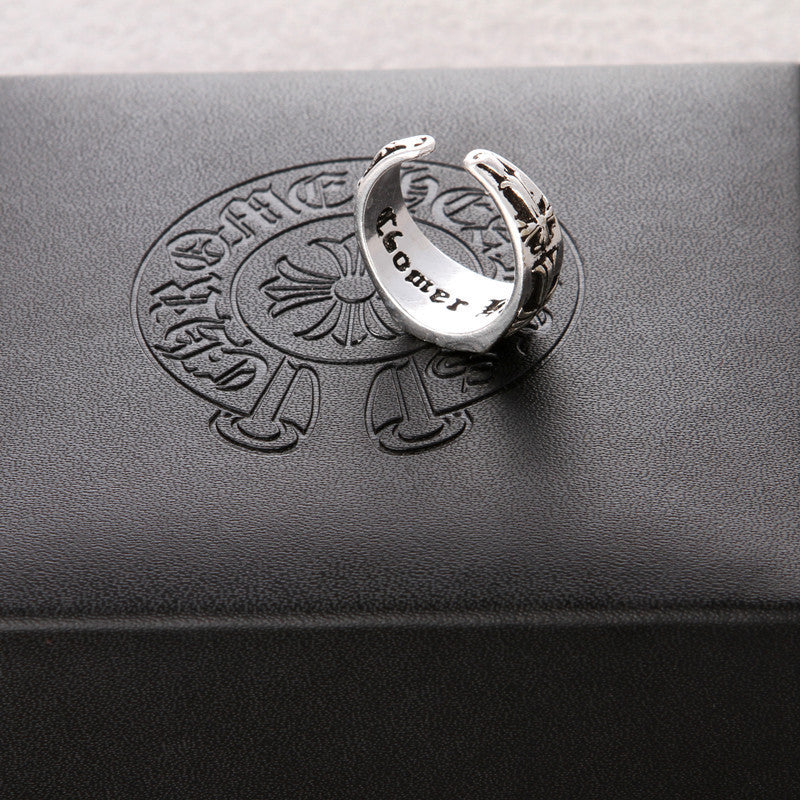 Chrome Hearts pinky ring, three cross open rings