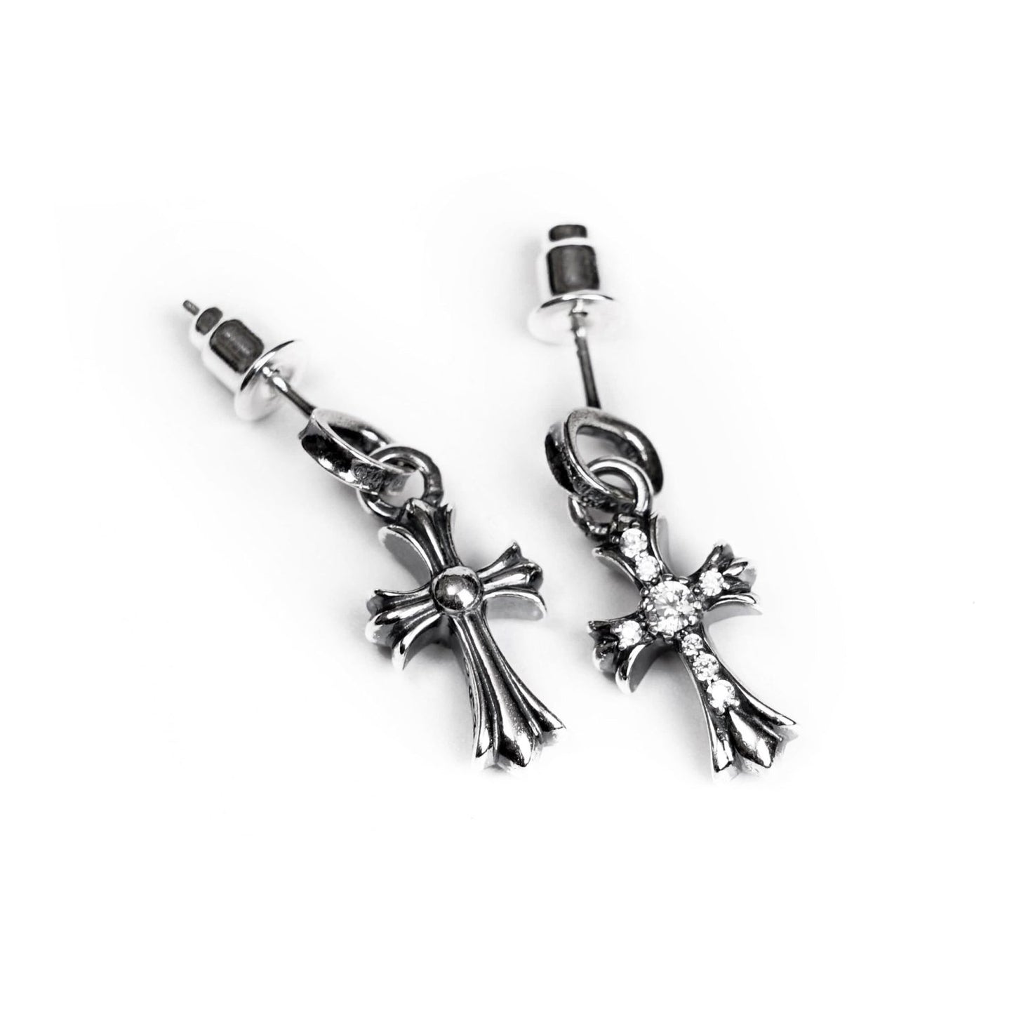 CH Cross Baby Fat Stud Earrings With Pavé Diamond