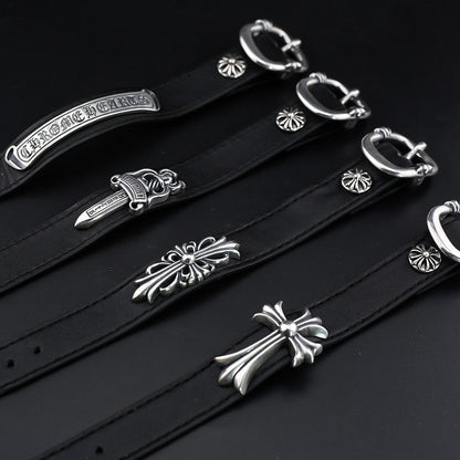 Chrome Hearts Cuff Plate Gunslinger  Leather Bracelet For Men