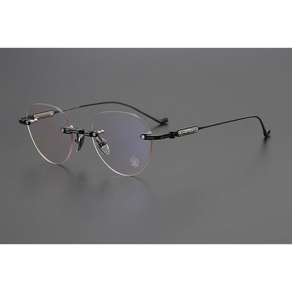 CHH Chrome Hearts Glasses Frameless Pure Titanium Glasses Frame Personalized Business