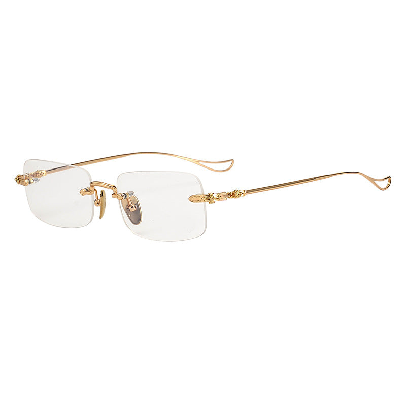 CHH Chrome Hearts Glasses Square Frameless Pure Titanium Ultra Light Myopia Glasses Frame