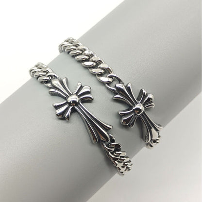 Chrome Hearts curved cross Cuban bracelet