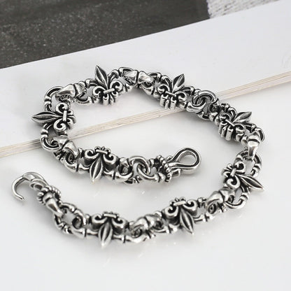 Chrome Hearts 925 Sterling silver Vitange Gothic fleur-de-lis Crown bracelet