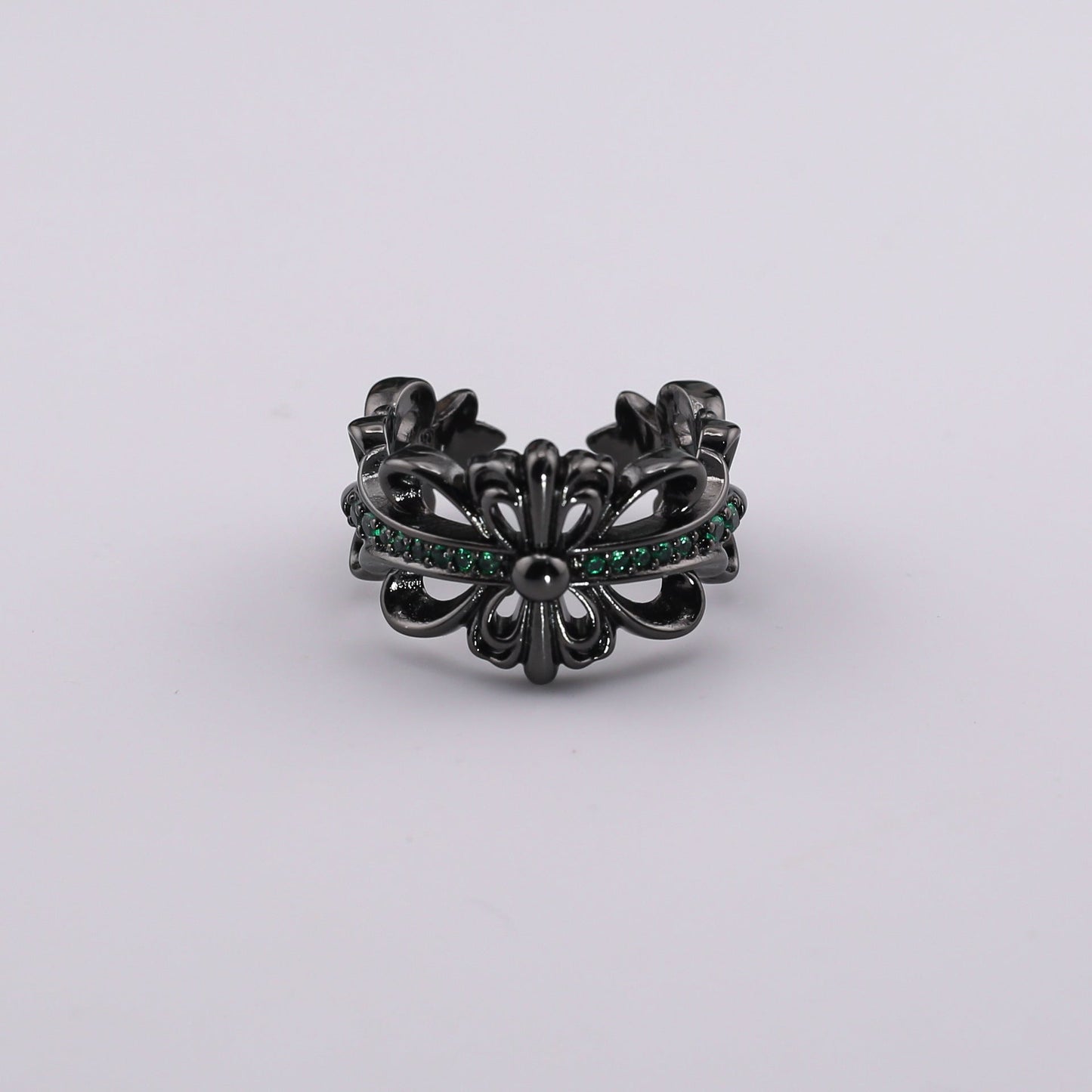 chrome hearts multi-color cross open sterling silver ring