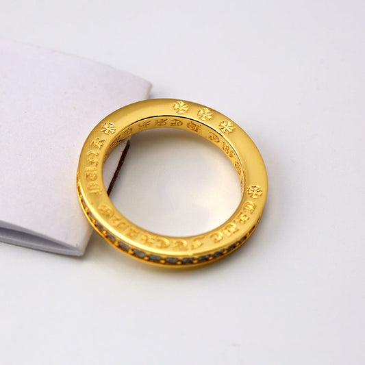 Chrome Hearts 24k Gold-plated Cross Full Diamond Ring