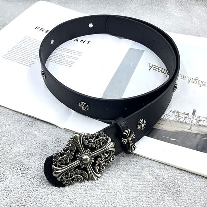 Chh Chrome Heart Belt PU Rivet Vintage Belt