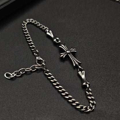 Chrome Hearts Silver Plus Cross chain bracelet 925 Sterling Silver