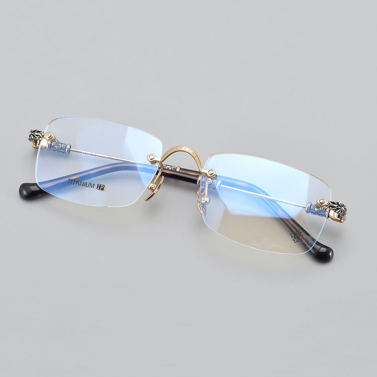 CHH Chrome Hearts Glasses Frameless Pure Titanium Glasses Frame Personalized Business