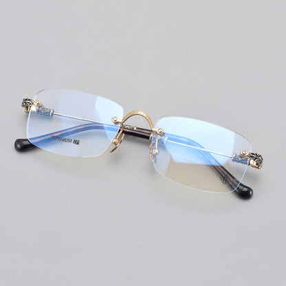 CHH Chrome Hearts Glasses Frameless Pure Titanium Glasses Frame Personalized Business