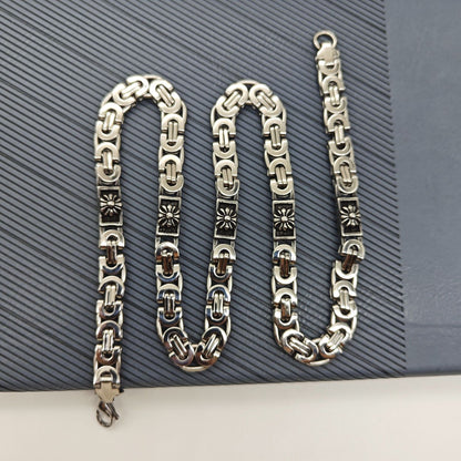 Chrome Hearts stainless steel flat link chain scout flower bracelet