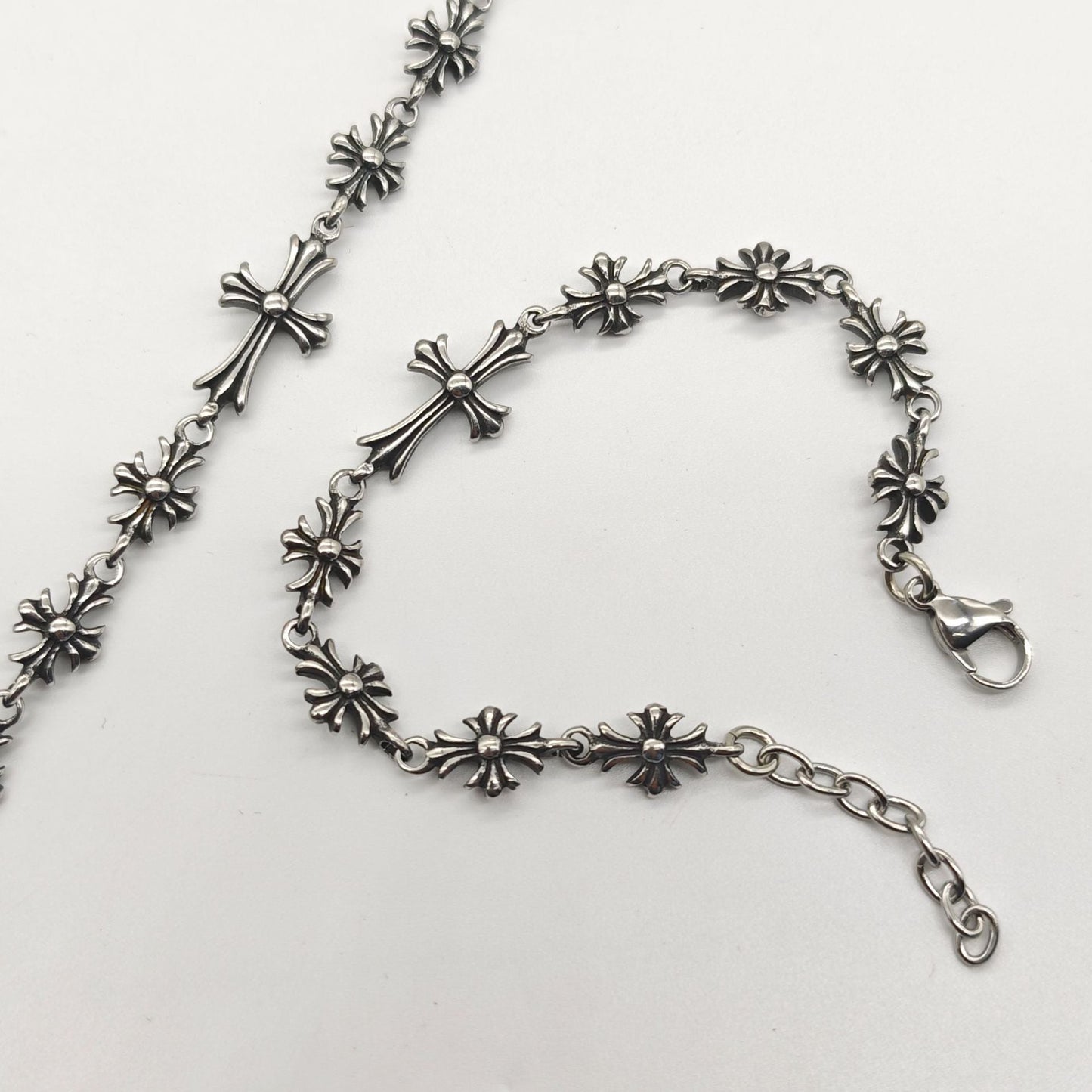 Chrome Hearts Sterling Silver Tiny E CH Plus Corss bracelet