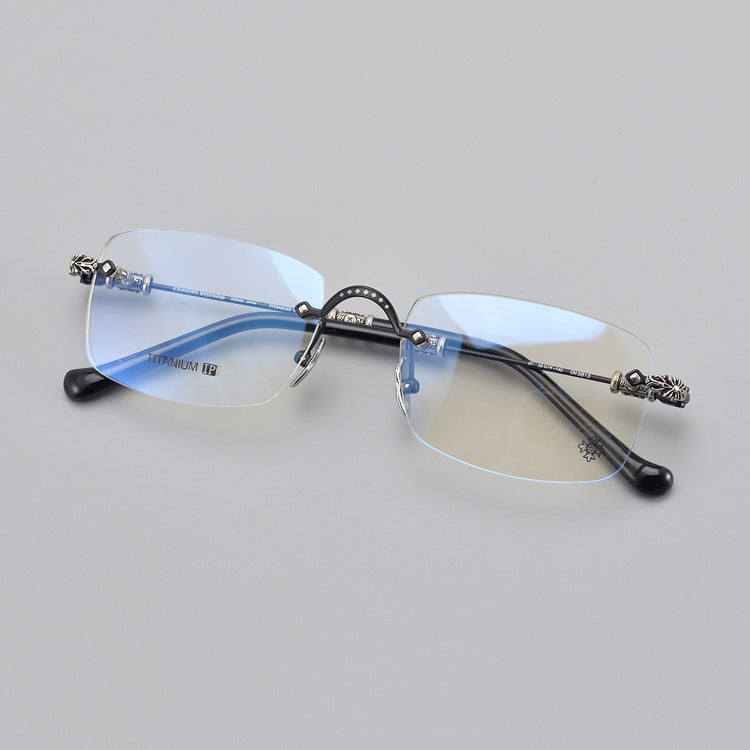 CHH Chrome Hearts Glasses Frameless Pure Titanium Glasses Frame Personalized Business