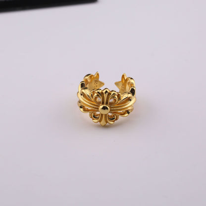 chrome hearts multi-color cross open sterling silver ring