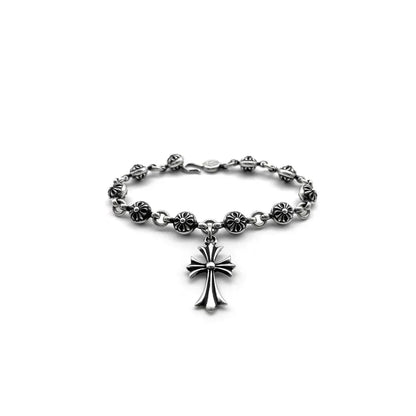 Chrome Hearts Silver Cross Ball Tiny E Bracelet