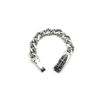 Chrome Hearts Floral Cross ID Bracelet 925 Sterling silver CH Keeper Bracelet