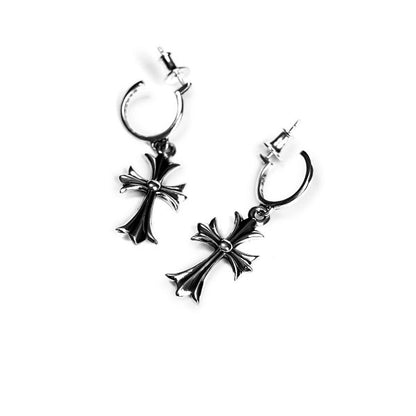 Tiny Cross Hoop Earring