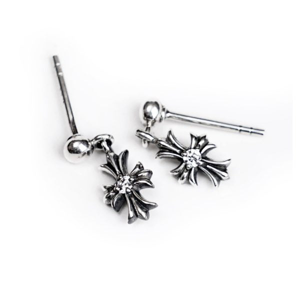 Tiny E CH Plus Drop Earrings With Diamonds