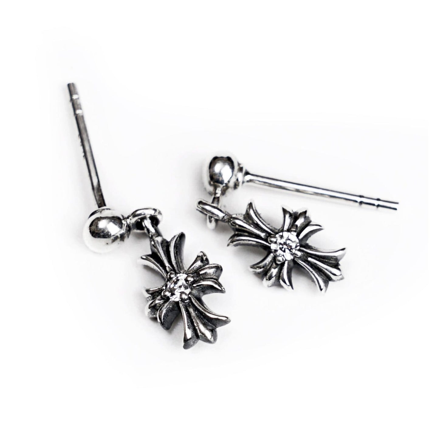 Tiny E CH Plus Drop Earrings With Diamonds
