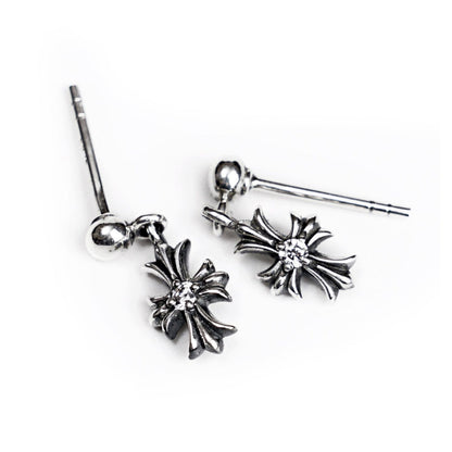 Tiny E CH Plus Drop Earrings With Diamonds